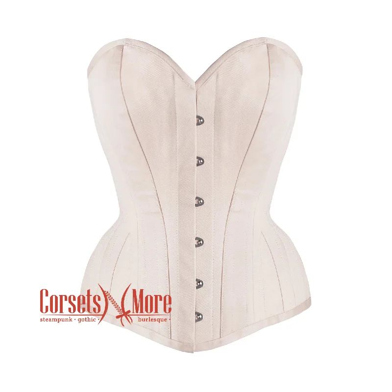 Corset in light violet-Plus Size  Nude Color Cotton Waist Training Corset Gothic Overbust Bustier Top