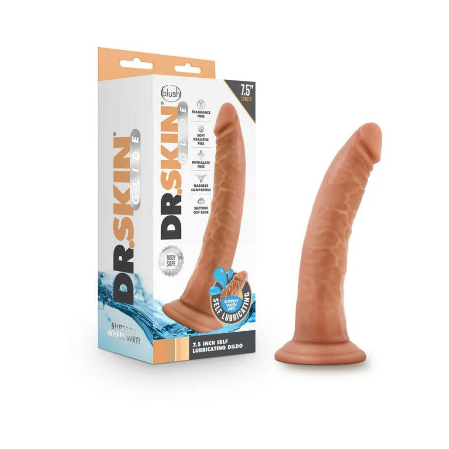 satin-smooth-dildo-Blush Dr. Skin Glide Realistic 7.5 in. Self-Lubricating Dildo with Suction Cup