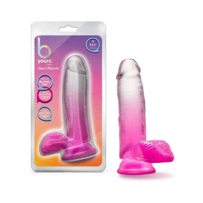 engraved-dildo-B Yours Sugar Magnolia Dildo 7 In. Fuchsia