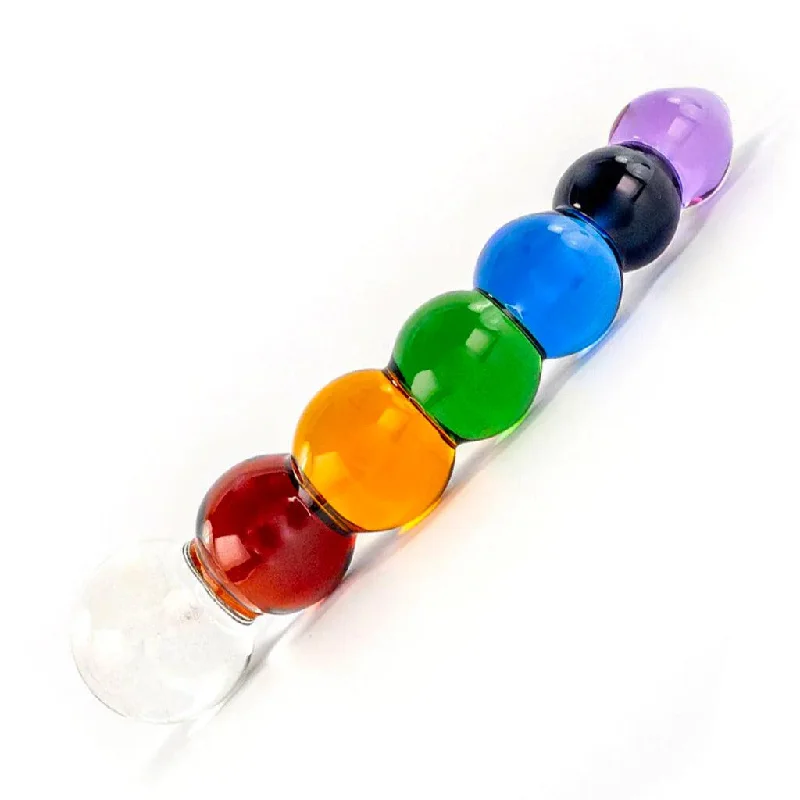 BDSM toy restraint themes-Rainbow Bubble Glass Dildo with Dichroic Bulb