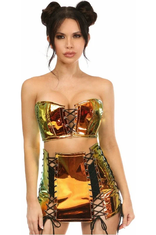 Sex toys with mode options-Lavish 2 PC Sunset Holo Bustier & Skirt Set