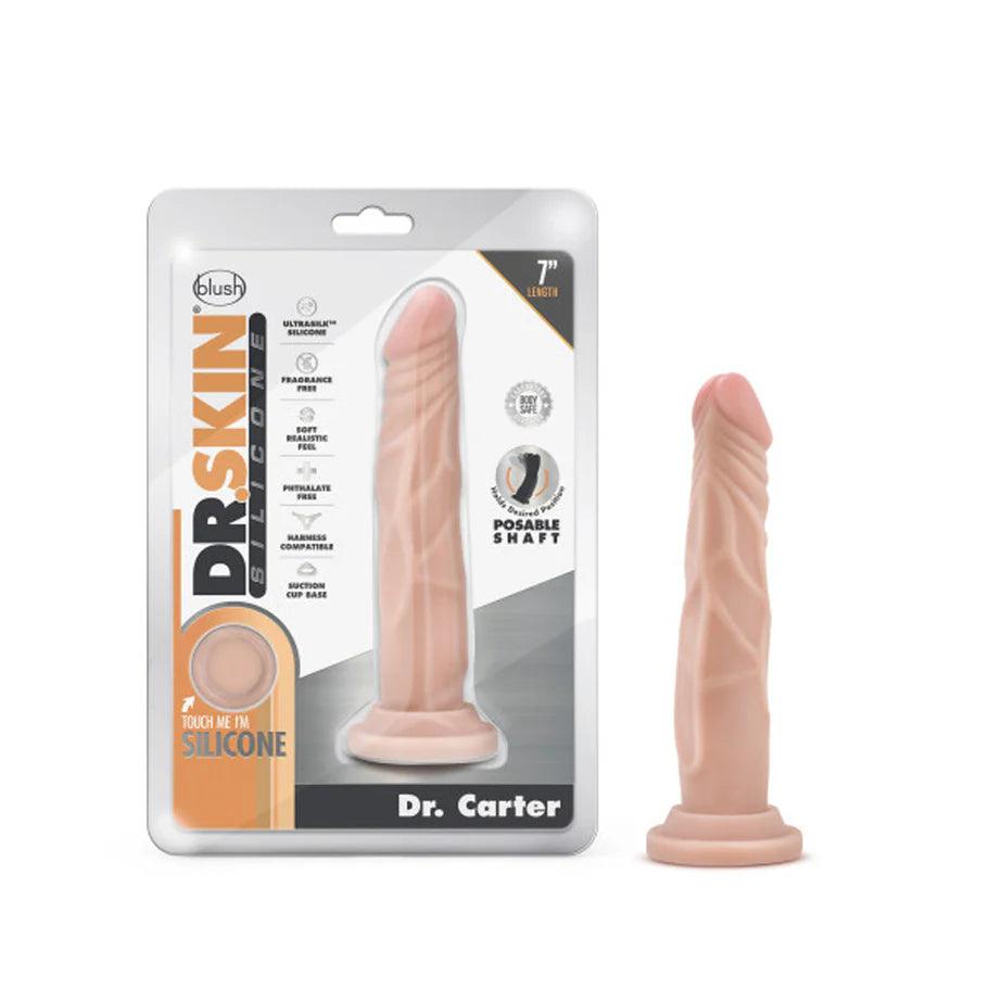 gothic-dildo-Blush Dr. Skin Silicone Dr. Carter Realistic 7 in. Posable Dildo with Suction Cup