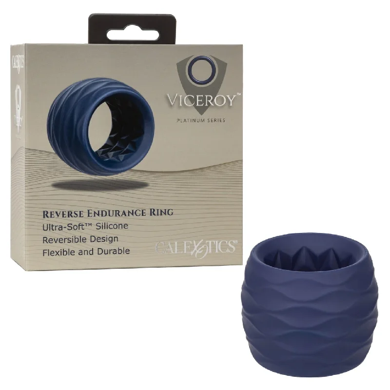 cock ring compromise-CalExotics Viceroy Reverse Endurance Cock Ring - Blue