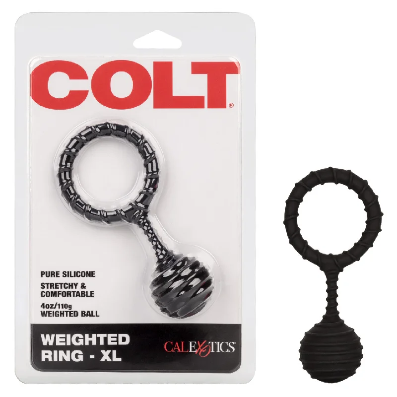 cock ring solo mission-Colt WEIGHTED RING WITH WEIGHTED BALL XL Black Stretchy Cock Ring