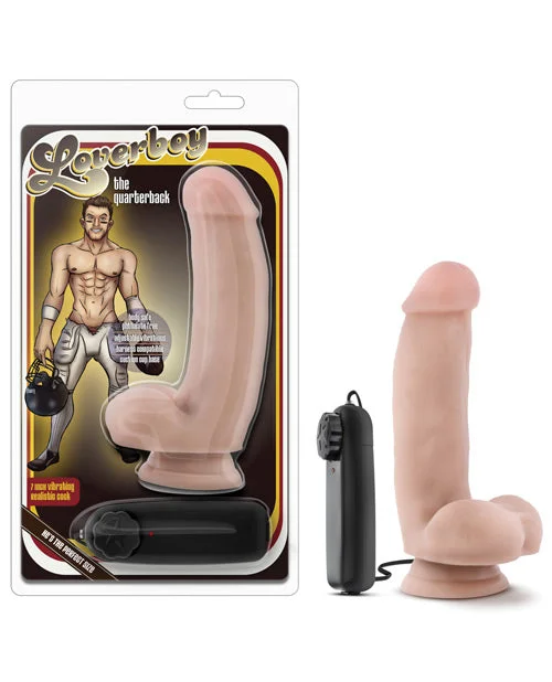 BDSM kit recommendations-Blush Loverboy The Quarterback 7" Vibrating Realistic Cock - Vanilla