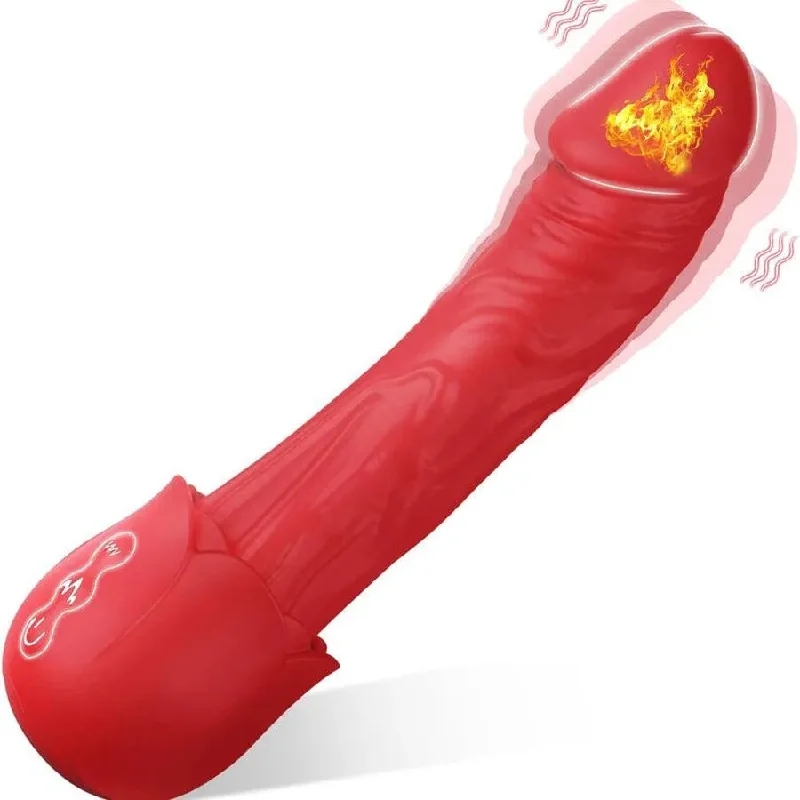 Vibrator extreme power-Smart Heating Rose Dildo Vibrator