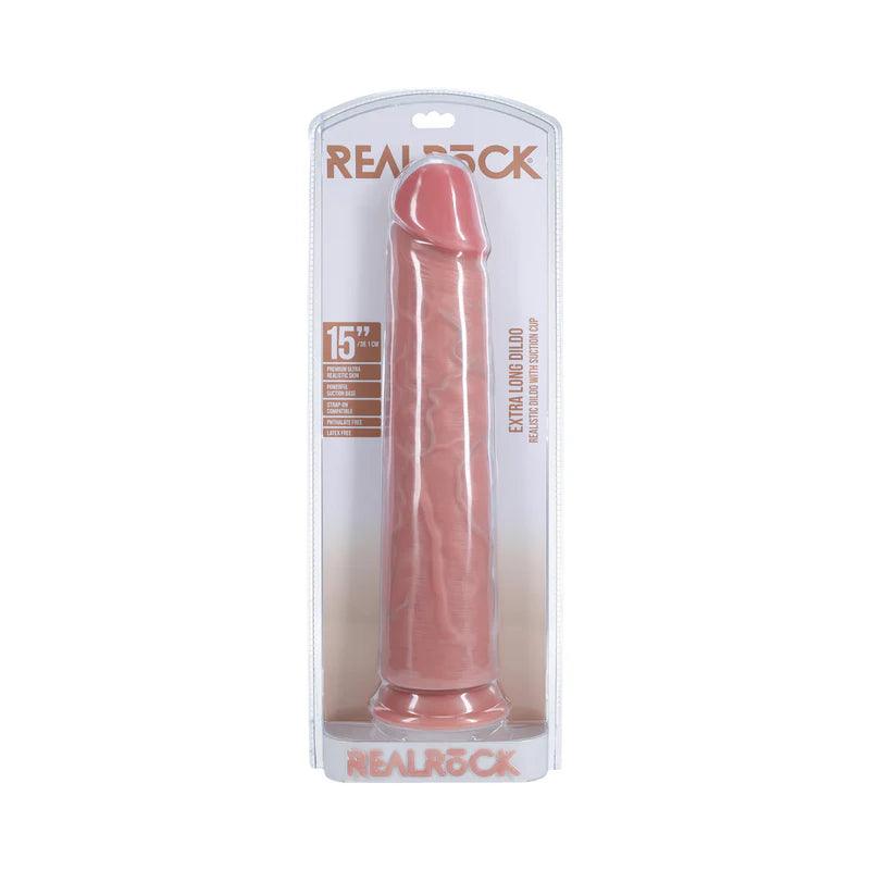 skin-mimic-dildo-Shots RealRock Ultra Realistic Skin Extra Large Straight Dildo with Suction Cup 15in