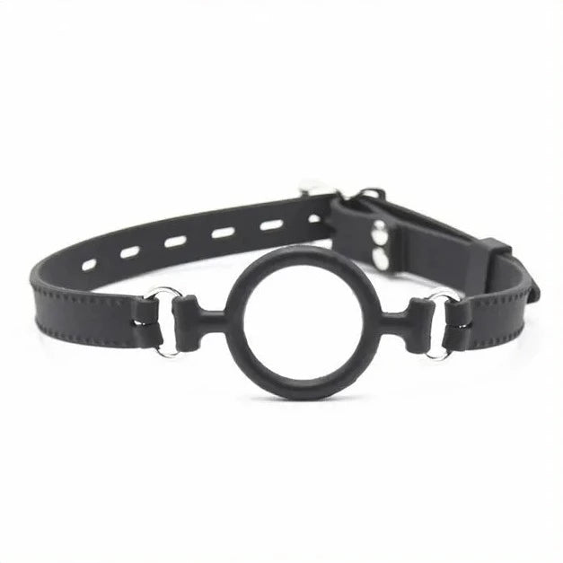 cock ring ease in-JOYGASMS Silicone Adjustable Open Mouth O-Ring Gag with Lockable Closure Black Deep Throat Gag