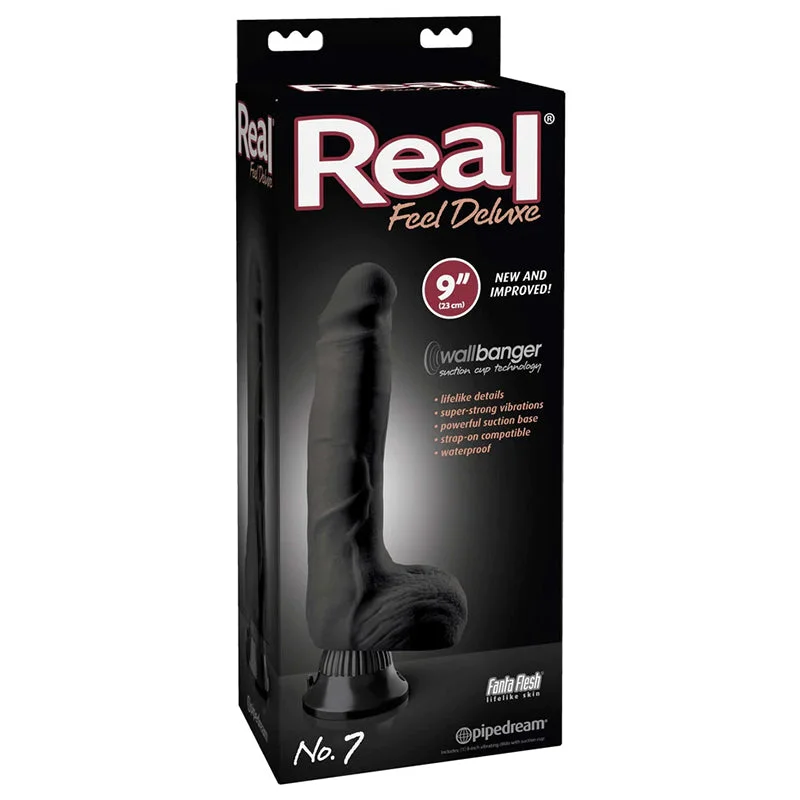 behemoth-dildo-Real Feel Deluxe No 7 Black Vibrating Dildo