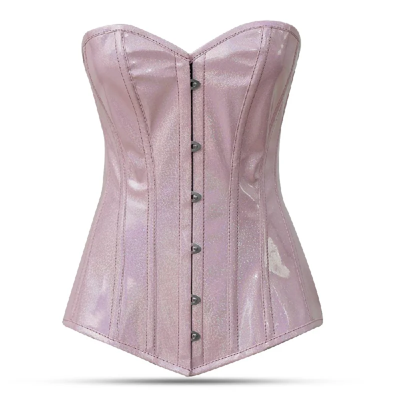 Corset for modern grace-Pink PVC corset top - Over Bust Corset