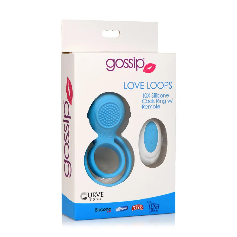 cock ring sample pack-Gossip Love Loops 10X Silicone Cock Ring W/ Remote Azure