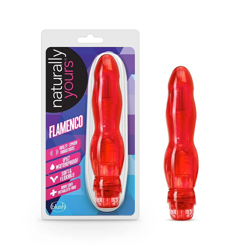 Vibrator quiet buzz-Blush Naturally Yours Flamenco Slimline Vibrator Red