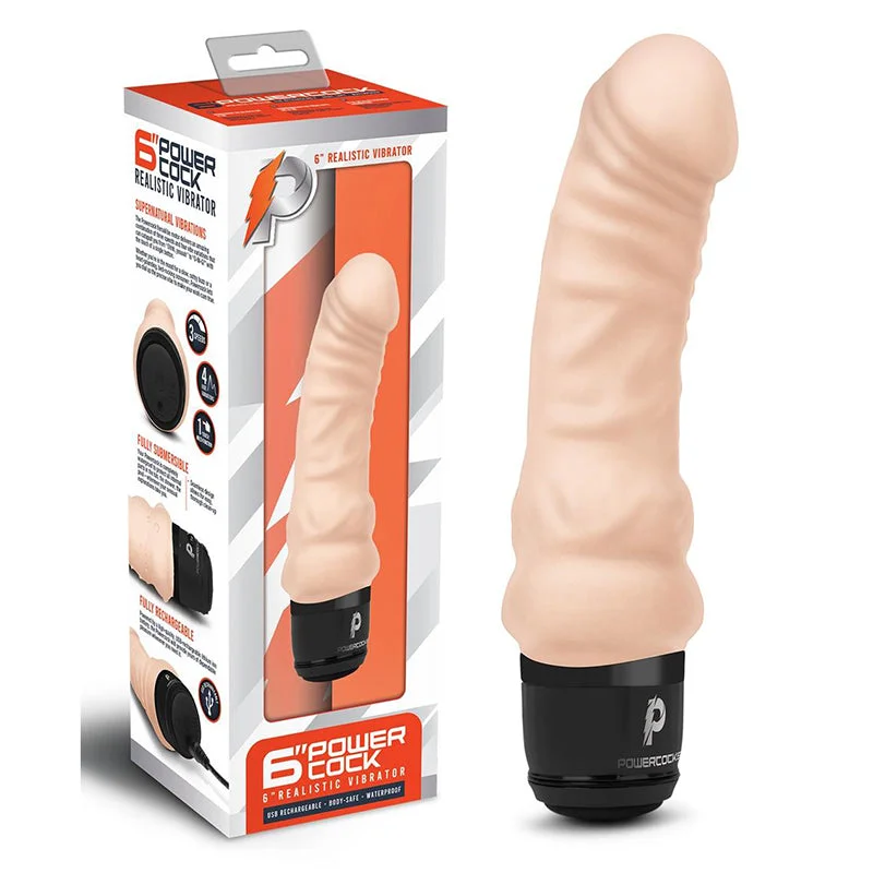 Vibrator quiet escape-Powercock 6" Realistic Vibrator - Light