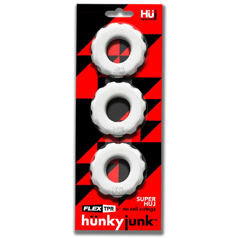 cock ring pinch free-Super Huj 3pk Cockrings White Ice