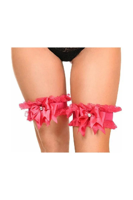 Silicone toys with ridges-Kitten Collection Fuchsia/Fuchsia Lace Garters (set of 2)