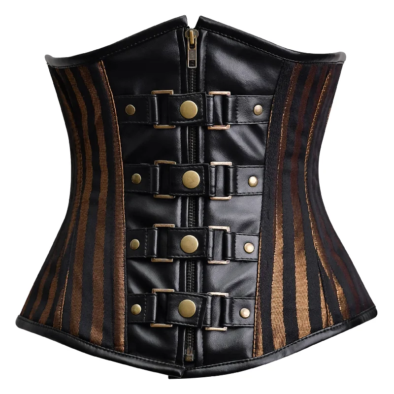 Corset dress with flared overlay-Brown Corset Top - Under bust Corset