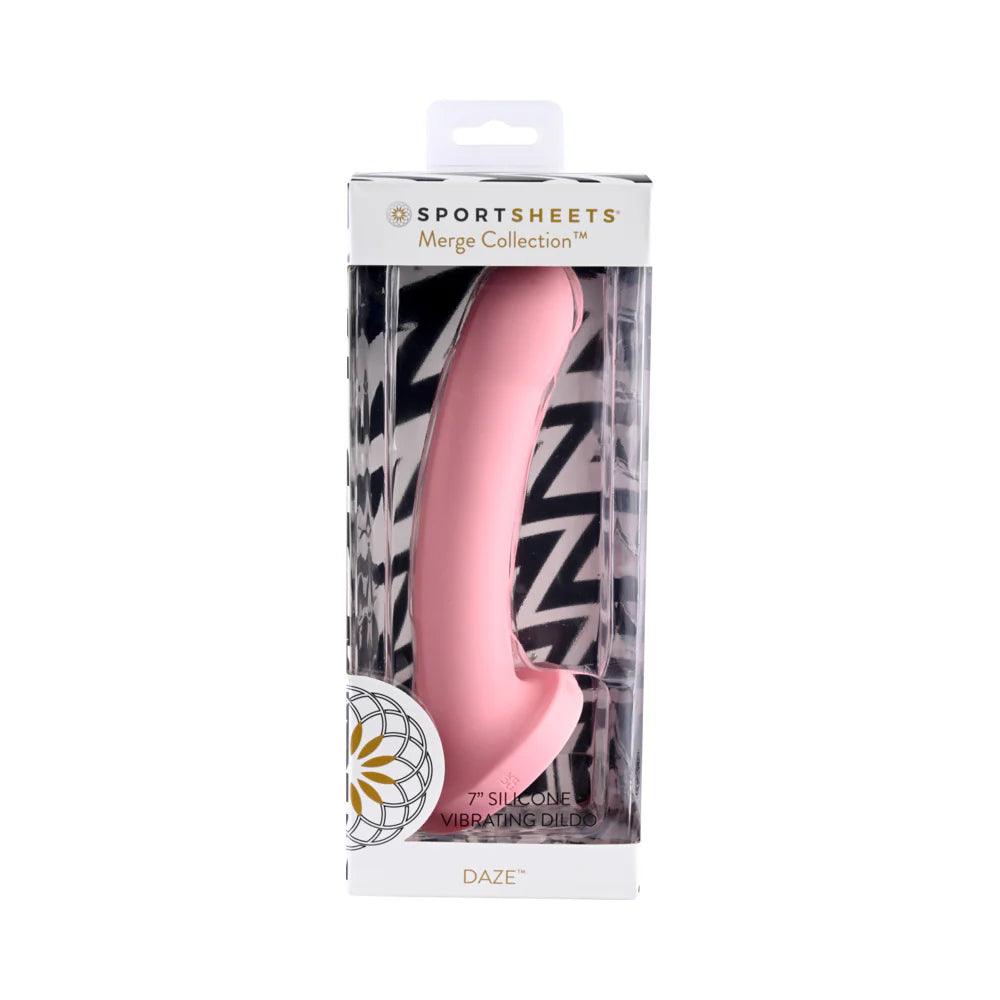 jet-thrust-dildo-Sportsheets Merge Collection Daze Rechargeable 7 in. Silicone Vibrating Dildo Pink