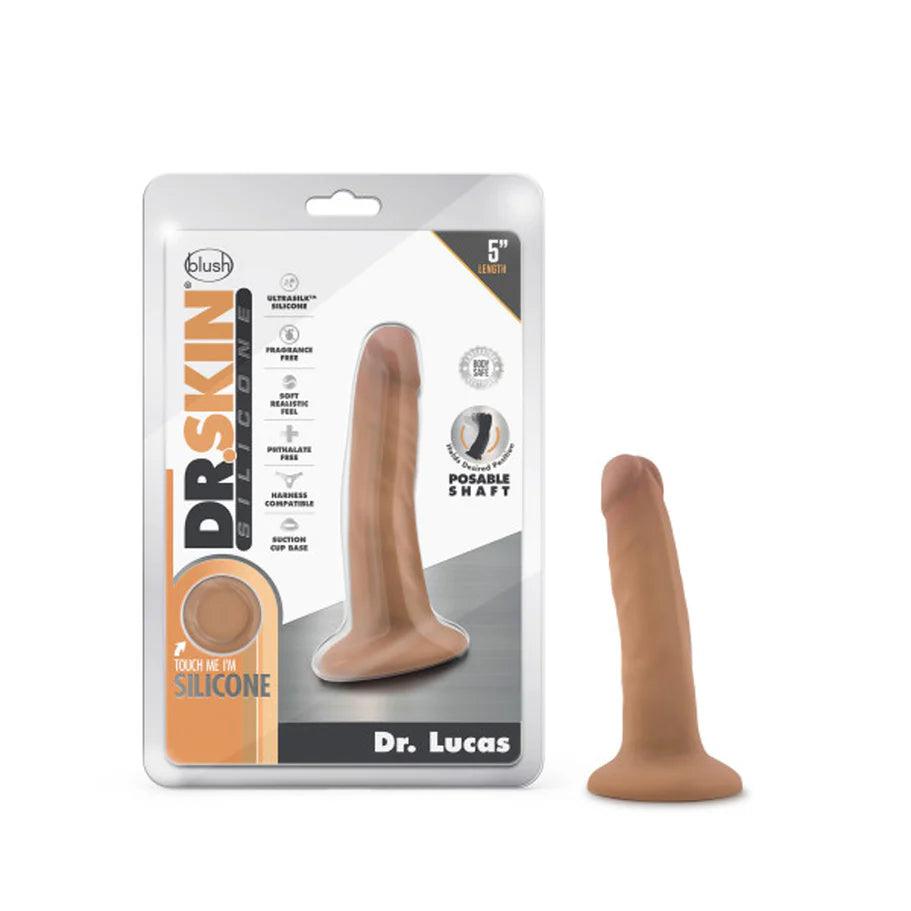 intro-dildo-Blush Dr. Skin Silicone Dr. Lucas Realistic 5 in. Posable Dildo with Suction Cup