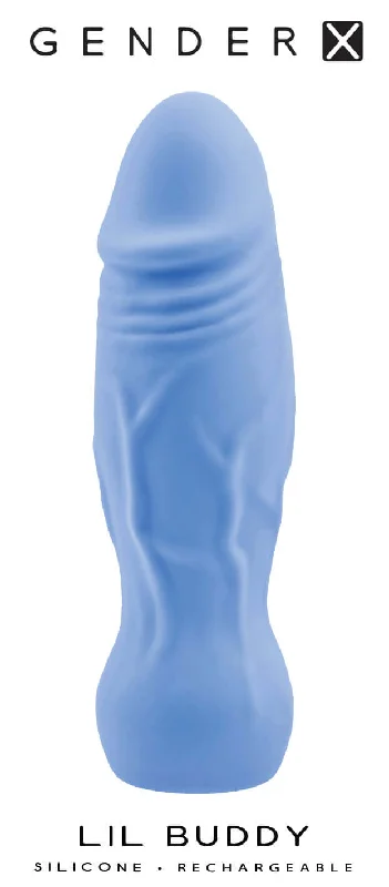 Vibrator big power-Gender X Lil Buddy Blue Realistic Vibrator - Lifelike Pleasure in a Pocket-Sized Package