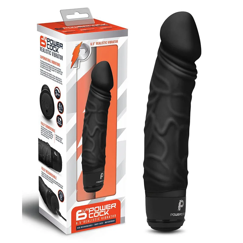 Vibrator mighty motor-Powercock 6.5" Realistic Vibrator - Dark