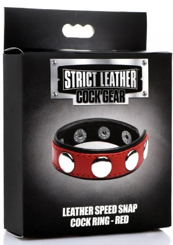 cock ring kit essentials-Cg Leather Speed Snap Cockring Red