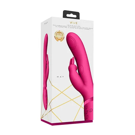 Vibrator next day-VIVE MAY Rechargeable Dual Pulse-Wave Silicone Rabbit Vibrator Pink