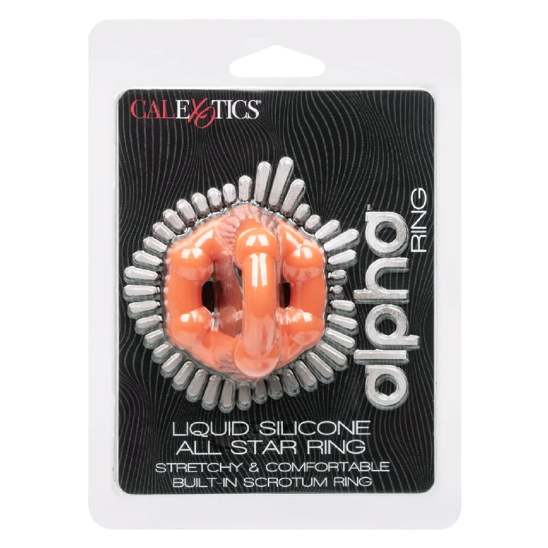 cock ring rise fall-Alpha Ring Liquid Silicone All Star Ring - Orange