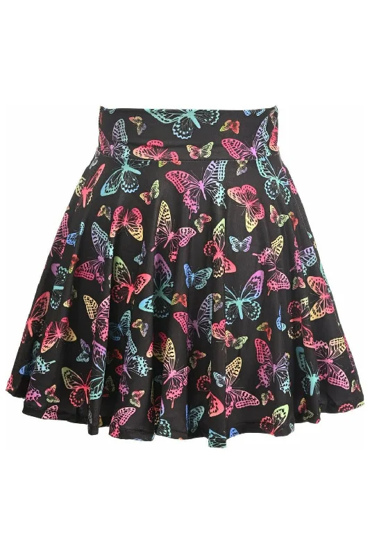 Sex toys with muted motors-Butterfly Print Stretch Lycra Skirt