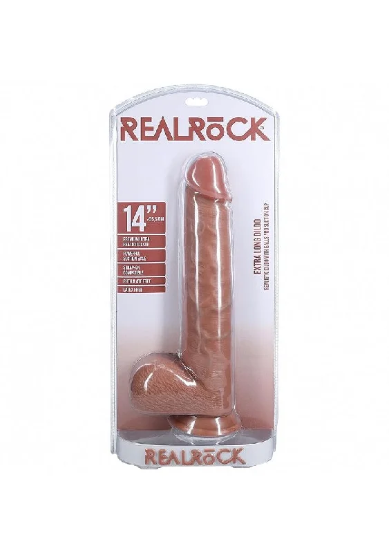 folk-dildo-Shots RealRock Ultra Realistic Skin Extra Large Straight Dildo with Balls and Suction Cup 14in