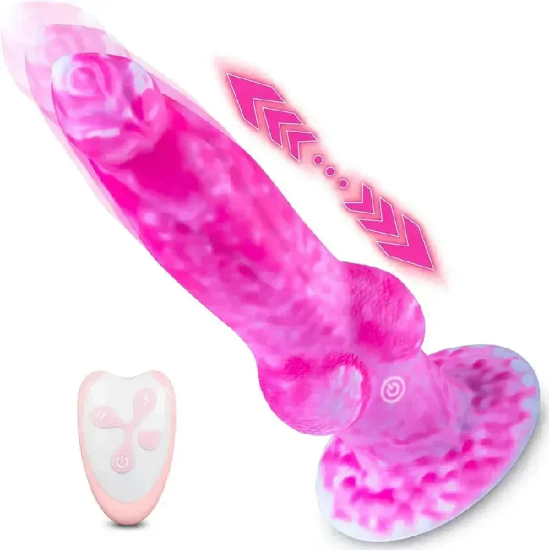 Vibrator for stress relief-Thrusting Silicone Dildo Vibrator