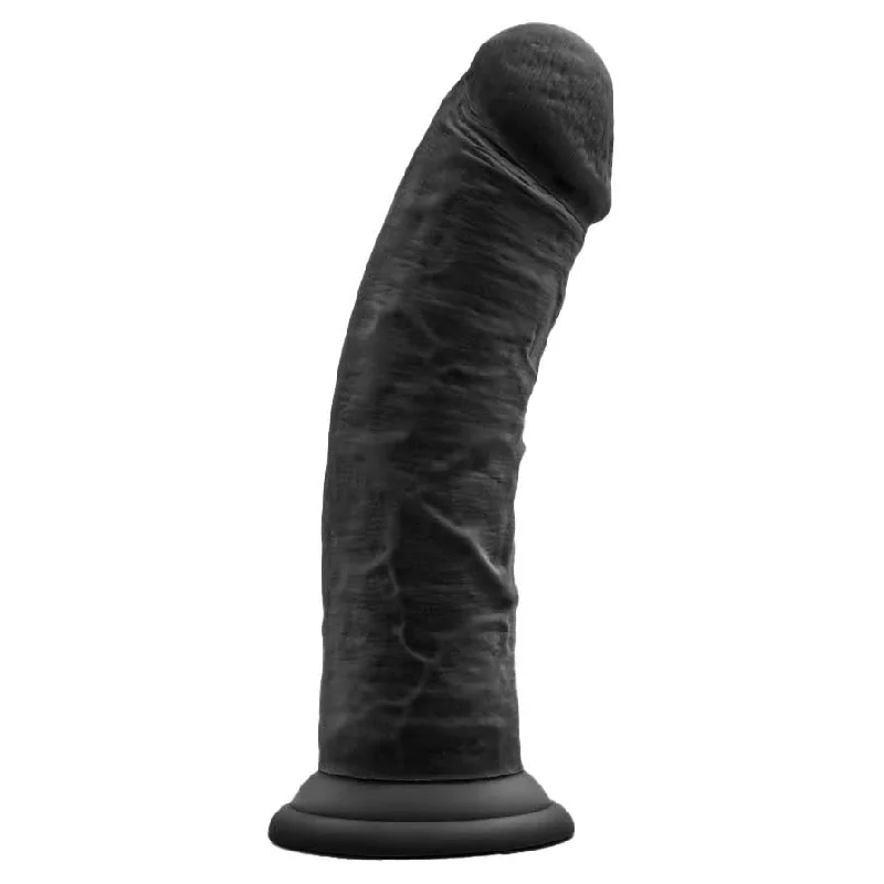 etched-texture-dildo-Ruse Jammy Realistic Curved G-Spot Black 8" Dildo with Suction Cup