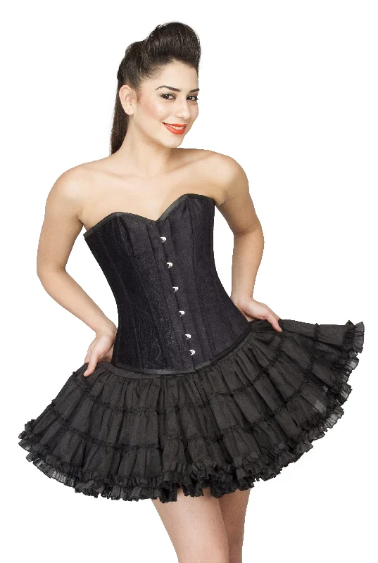 Corset dress for autumn nights-Black Cotton Silk Tutu Skirt