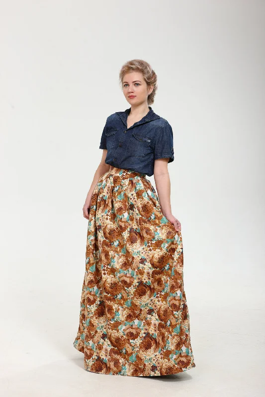 Sex toys with mild waves-Terribly floral! Exclusive full shaped maxi skirt from thin exclusive floral cotton fabric.