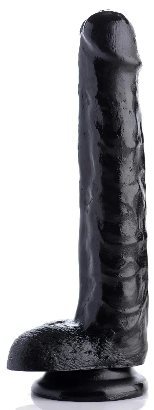 crimson-dildo-8 Inch Slim Dildo with Balls- Black