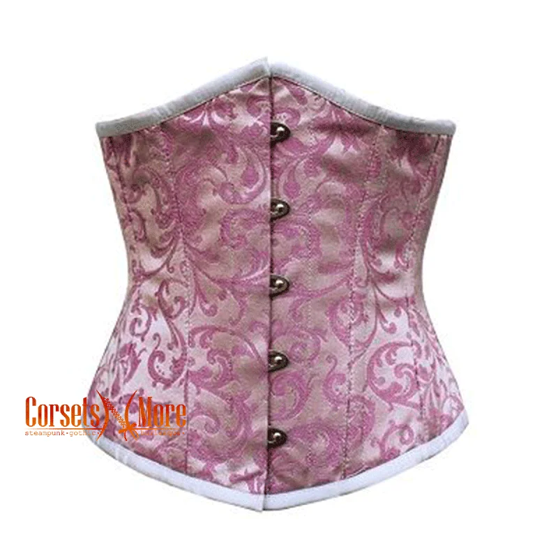 Corset for chic fit-Plus Size Baby Pink Brocade Steampunk Underbust  Bustier Corset