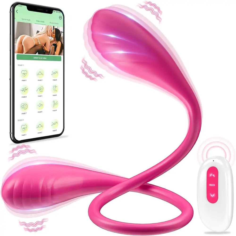 Vibrator small stash-Elvie - 7 Speed Remote Control Mini Double Love Egg Vibrator 18 Inch Length