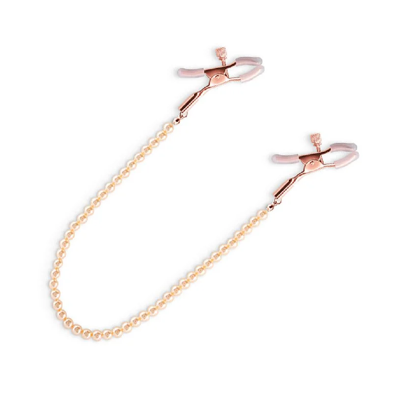 BDSM toy mask vibes-Bound Pearl Nipple Clamps, Rose Gold