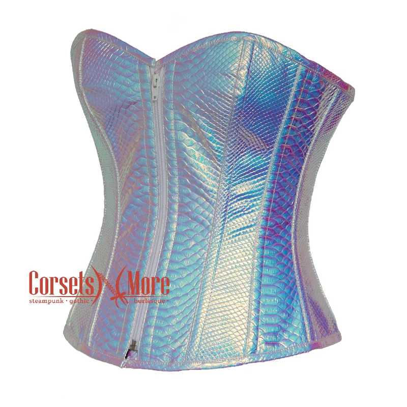 Corset in pale blush-Plus Size Mermaid Inspired Costume Texture Leather Overbust Corset