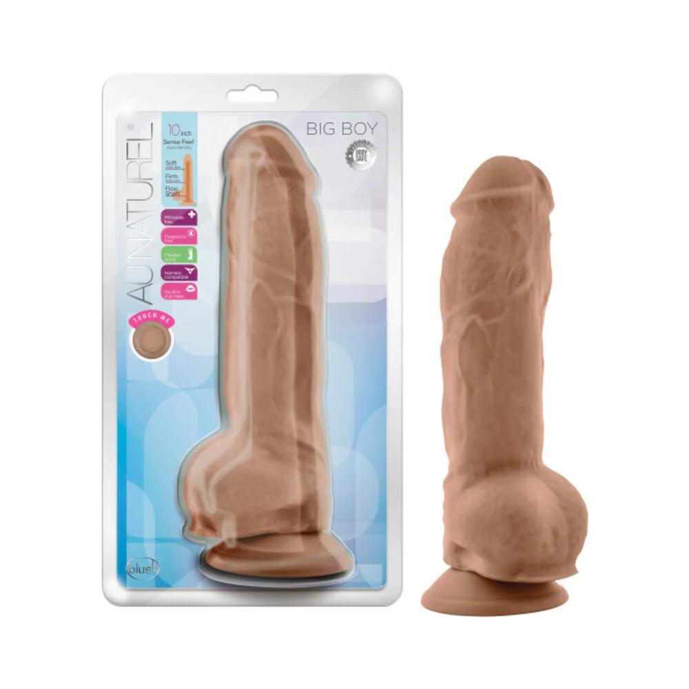 rapid-vibe-dildo-Blush Au Naturel Big Boy 10 in. Posable Dual Density Dildo with Balls & Suction Cup