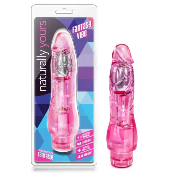 Vibrator low effort-Naturally Yours Fantasy Vibe Pink - 8.5" Realistic Waterproof Vibrator with Bendable Shaft