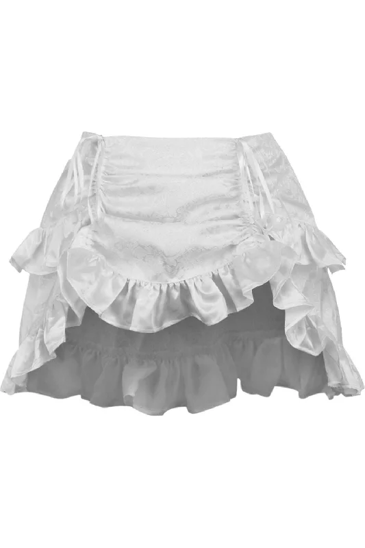 Sex toys with thin design-White Brocade Ruched Bustle Skirt