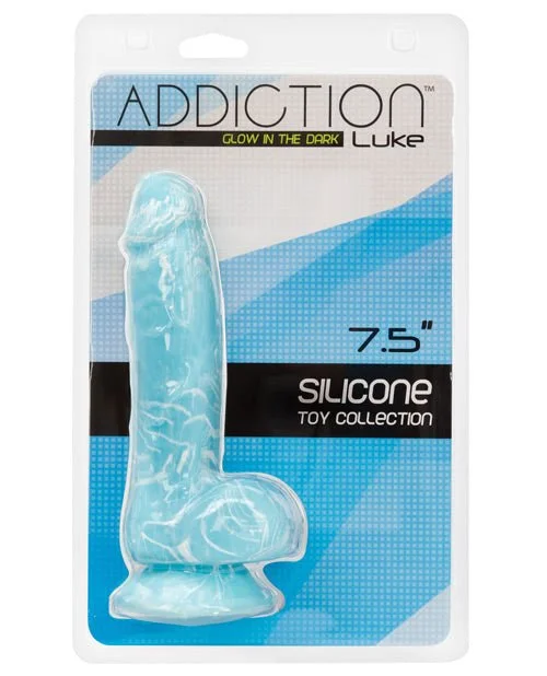 pearl-shine-dildo-Addiction Luke Glow In The Dark 7.5" Dildo - Blue