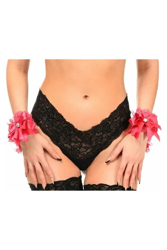 Vibrators with hard tips-Kitten Collection Fuchsia Lace Wristlets (Set of 2)