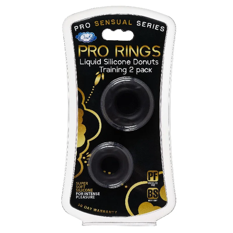 cock ring expert panel-Cloud 9 Pro Rings Liquid Silicone Donuts 2 Pack -  Black