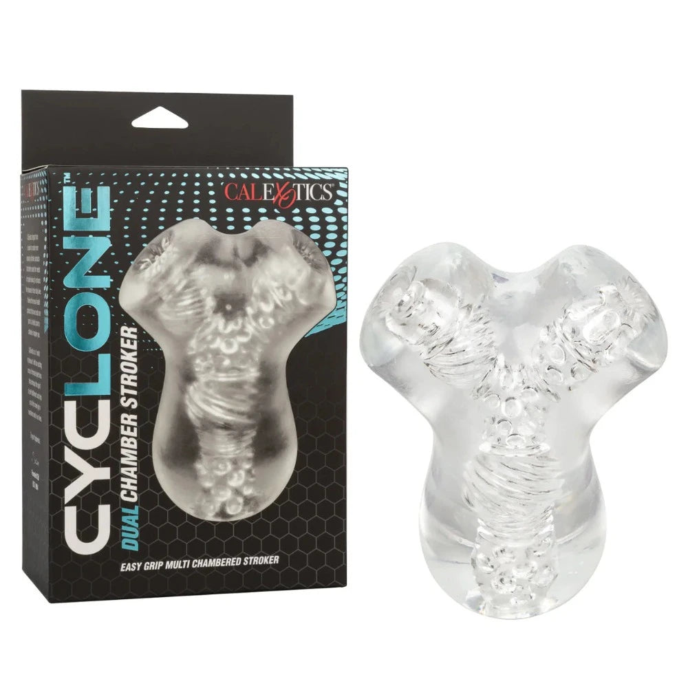 Rechargeable slim vibes-Cyclone Dual Chamber ''Frotting'' Stroker