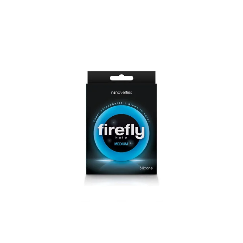 cock ring full size-NS Novelties Firefly Halo Cock Ring Medium - Blue