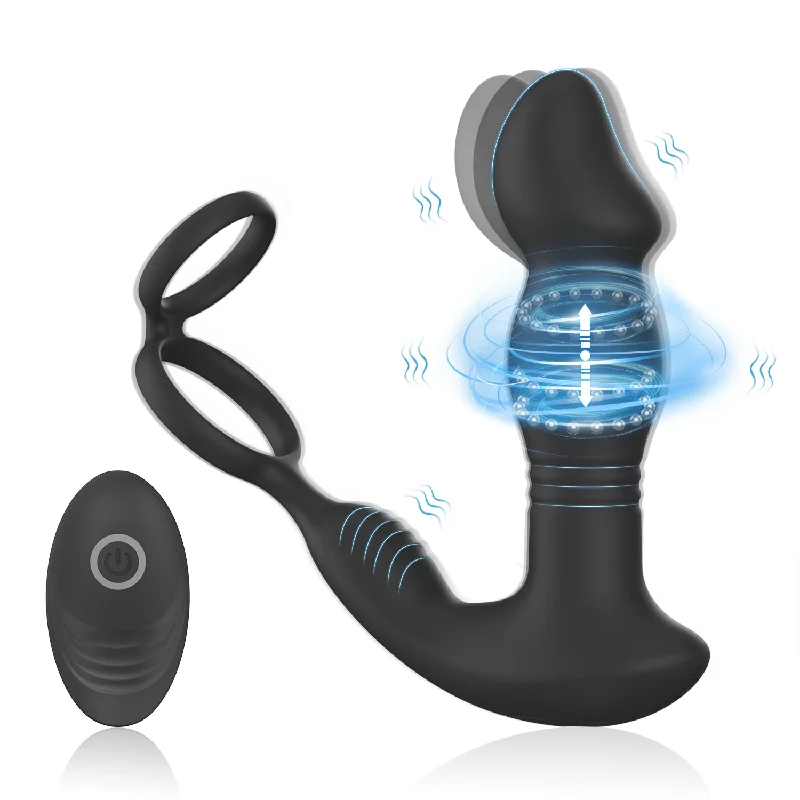 cock ring pressure point-y.Love Remote Control Rotating Prostate & Perineum Massager with cock And Ball Ring