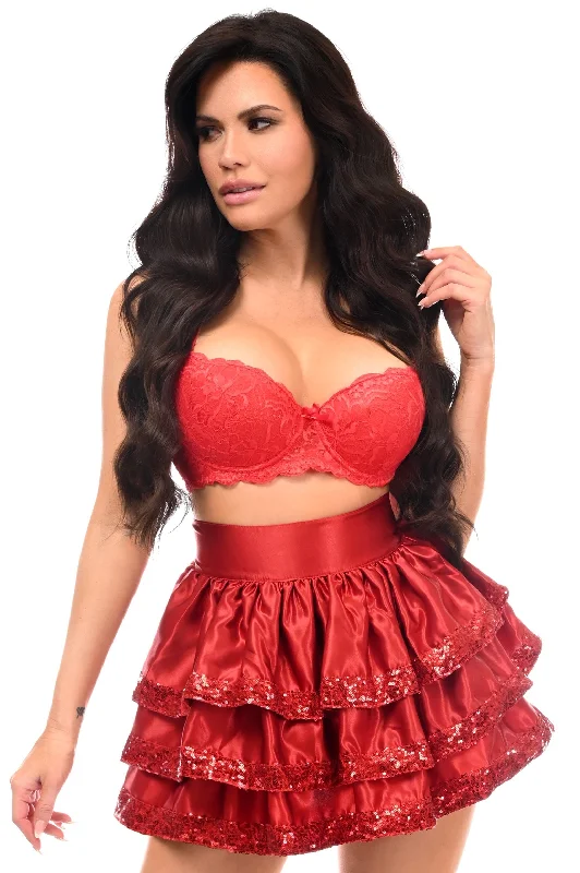 Sex toys for fast fun-Red Sequin 3 Layer Skirt