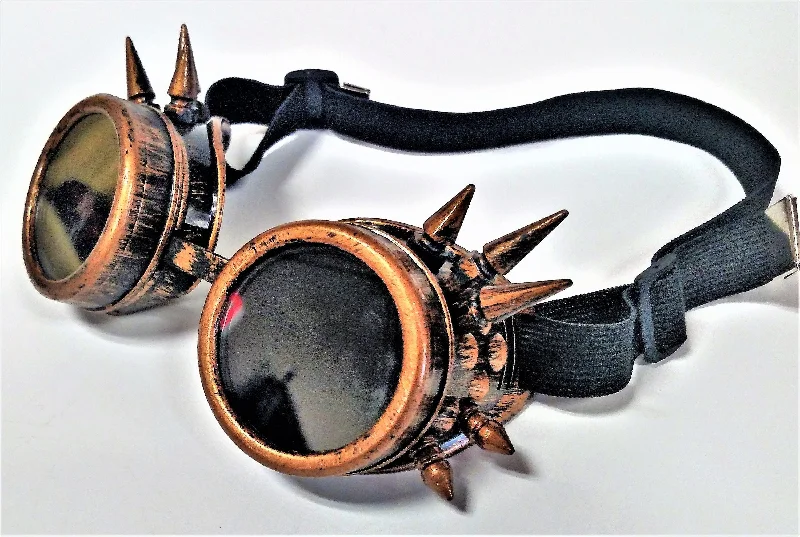 Vibrating plugs for starters-Brass Spiked Steampunk Goth Goggles