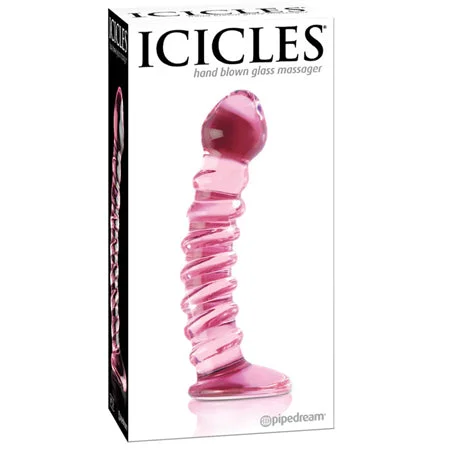 behemoth-dildo-Icicles No. 28 Curved Ribbed Glass Dildo 7.25 inch